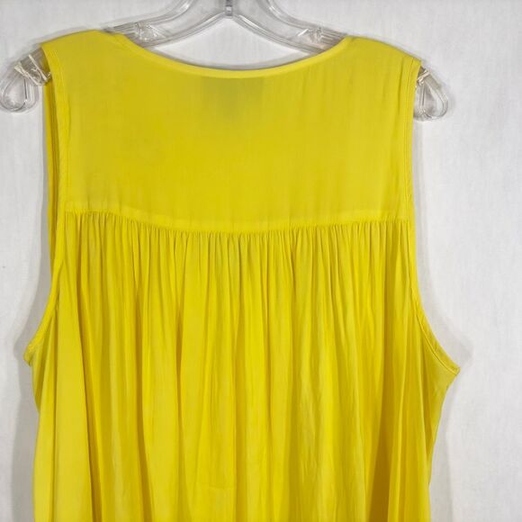 Lane Bryant Plus Size 22 24 Top Yellow‎ Chiffon Sleeveless Flowy Long Tunic 1349 - Picture 5 of 8